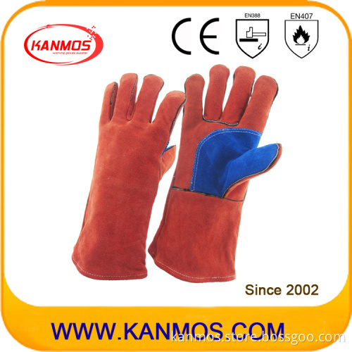 Red Leather Welding Industrial Safety Work Gloves (11106)